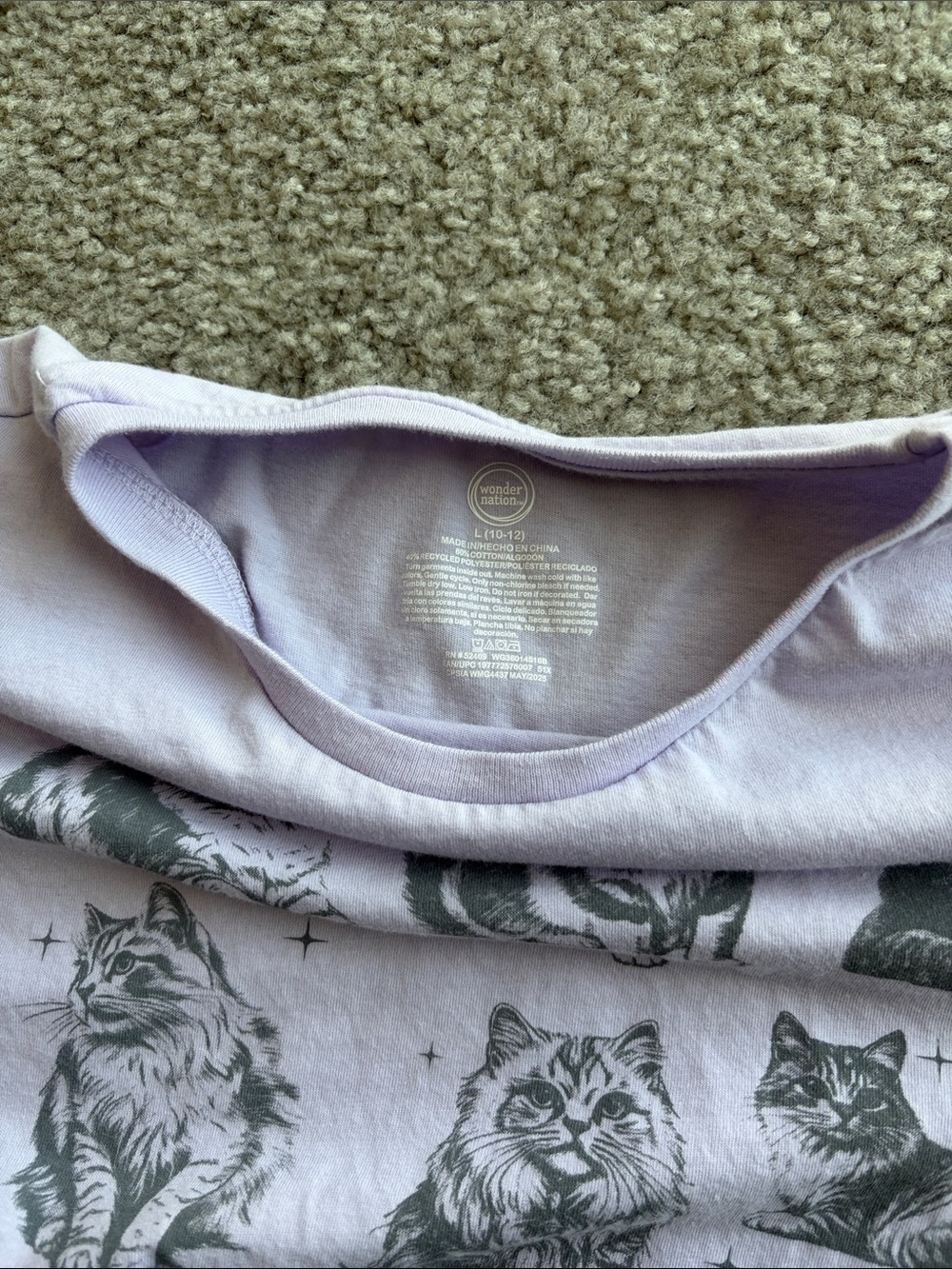 NWOT Kids Purple Cat Graphic Tee - Picture 2 of 4
